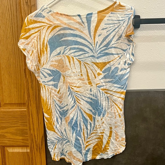 Cynthia Rowley Linen Tropical Palm Leaf Botanical Top Blouse Size Medium - Picture 5 of 5